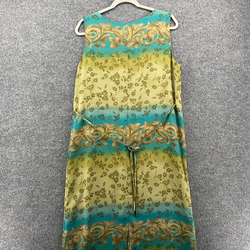 Kathie Lee Dress Large Green Floral Sleeveless Long Vintage 90s Fairy Cottage - Picture 5 of 13
